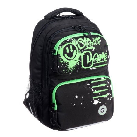 School backpack, 39 x 28 x 20 cm, Grizzly, ergonomic back, laptop department, black-1