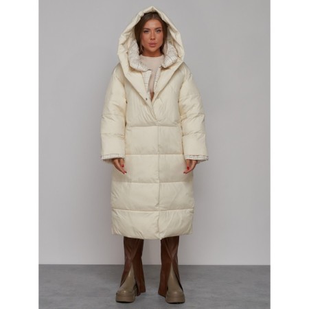 Coat insulated winter female, size 50, light-beige color-4