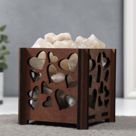 Salt lamp with Dimmer "Basket. Hearts" 1.8 kg, 15W, 15x12x12 cm-1