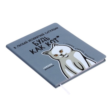 Universal diary for grade 1-11 "Be like a cat", a hard cover, artificial leather, silk-screen printing, Liesse, 80 g/m2-1