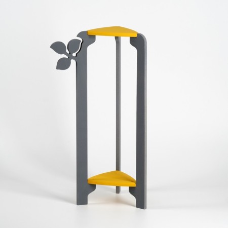Standing Column Study Triangular Flora, 49x27x25 cm, gray-yellow