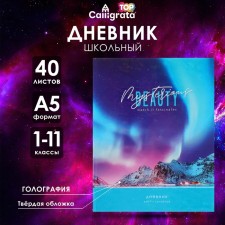 Universal diary for grades 1-11 Northern Lights, hard cover, holography, 40 sheets