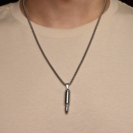 Set 2 objects: pendant, keychain "revolver", color silver, 70 cm-2
