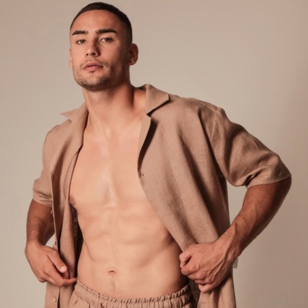 Male home -made suit (short sleeve and shorts) SL Home p. L, coffee-1