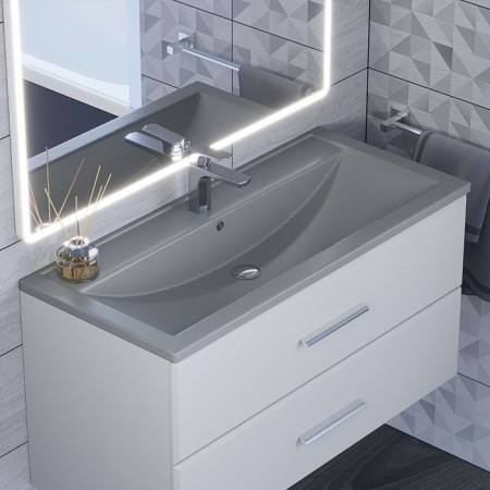 Sink uperwood Foster Quartz 100 cm, quartz, gray matte, concrete