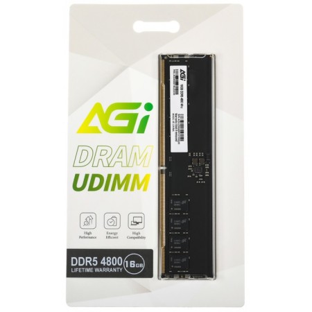 Memory DDR5 16GB 4800MHz AGI480016UD238 RTL PC5-38400 CL40 DIMM 288-PIN 1.1V SINGLE RAN 107350