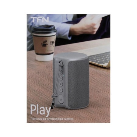 Portable column TFN Play, 5 W, MicroUSB, IPX7, 1800 mAh, gray-9