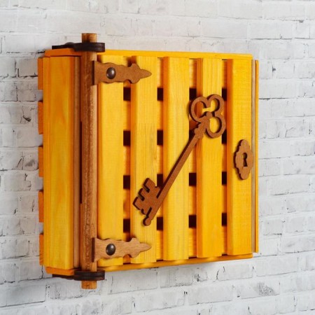 Wooden Key "Golden Key", 23 x 20 x 6 cm, 4 hooks-3