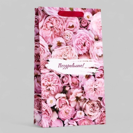 Gift Pack Laminated for two bottles "Congratulations", 35 x 20 x 9 cm