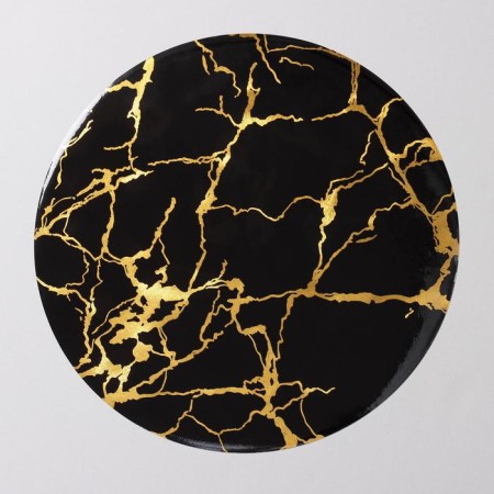 Serving napkin on the table "Marble", d = 38 cm, black color-1