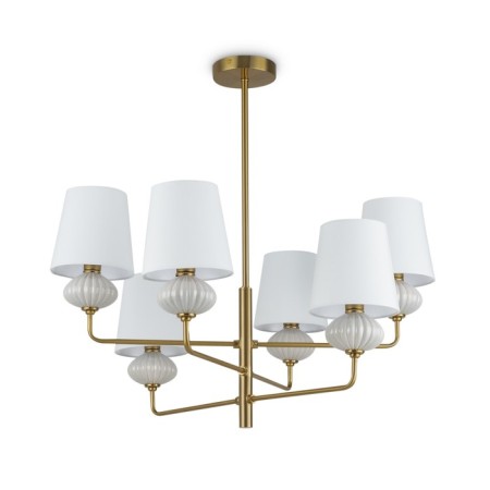 Suspended lamp Freya FR2029PL-06BS Ceramics, 680x680 mm, E14, 6x40W, brass color-1