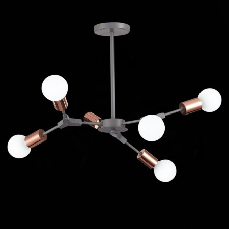 Ceiling EVOLUCE lamp. Sle106403-06. Palare. 6x60 watts, E27, 60x60x35.5 cm, gray color, pink gold-6