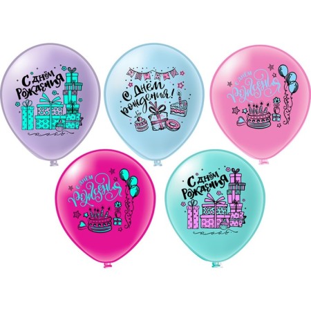 Shar Latex 12 "" With DR! Macarons ", silkography, set 25 pcs., Mix