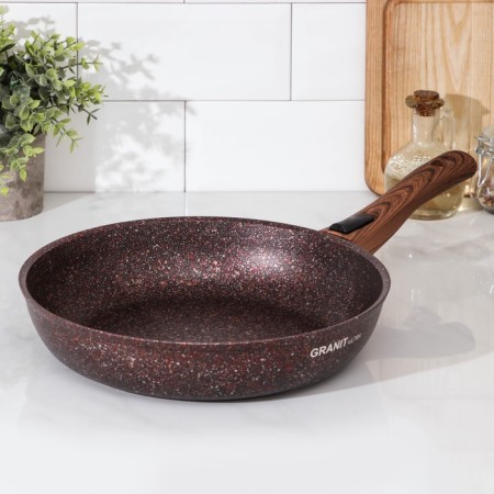 Granit Ultra pan, d = 28 cm, removable handle, anti -stick coating, brown color