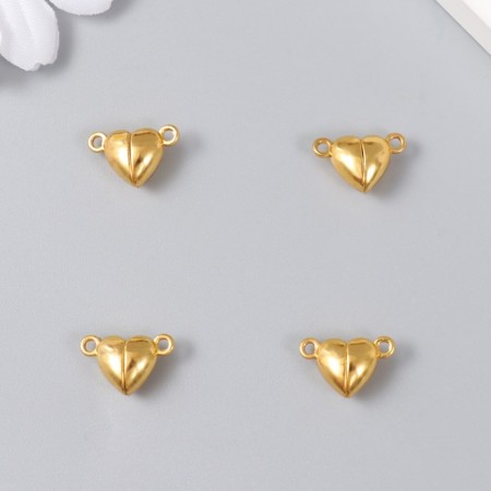 Magnetic metal lock "heart" gold 2 pcs 1.2x1.2 cm-2