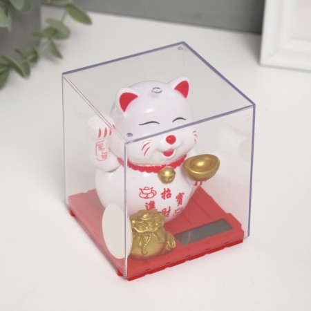 Plastic Plastic "White Mani-Neko with an ingot of Yamba" 8x8x8.5 cm-1