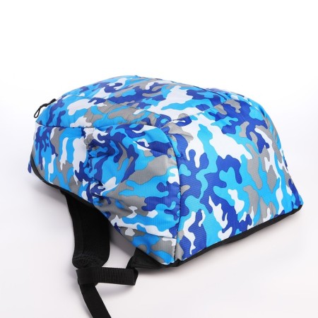 The backpack is waterproof with lightning, 3 pockets, blue/blue color-4