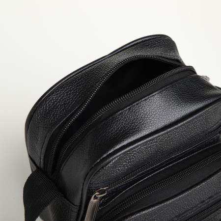 Male bag, 18*9.5*15.5 cm, lightning department, 3 n/pocket, reg. Rev., black-4