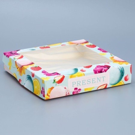Confectionery packaging, boxing box "Present", 20 x 20 x 4 cm-1