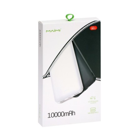 External Maimi Mi1, 10,000 mAh, 2 USB, MicroUSB, Type-C, 2.1 A, white-8