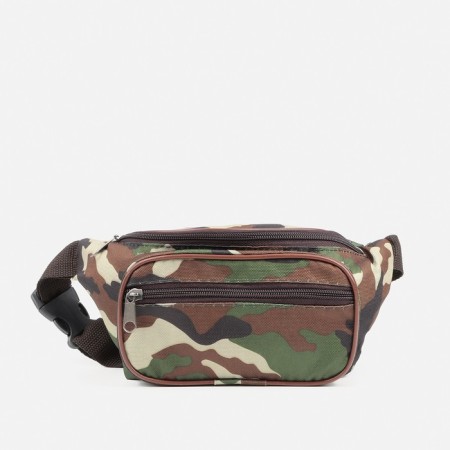Board belt on a zipper, 2 external pockets, camouflage color/brown