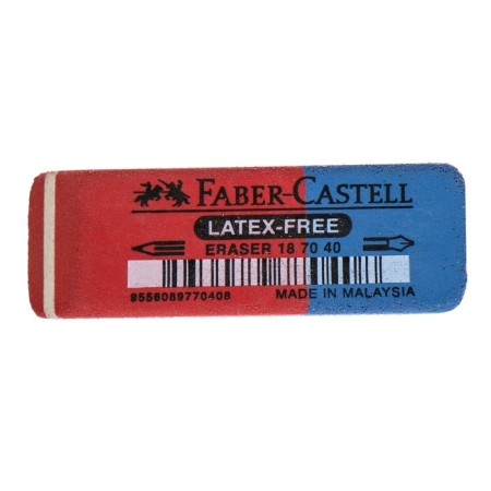 Lastik Faber-Castell rubber 7070, 50 x 18 x 8, two-sided for pencils and ink, red-blue-1