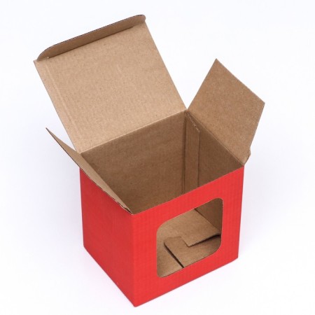 Box under a mug, with a window, red 12 x 9.5 x 12 cm-2