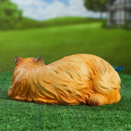 Garden figure "Sleeping cat with a bird" 13x29cm-2