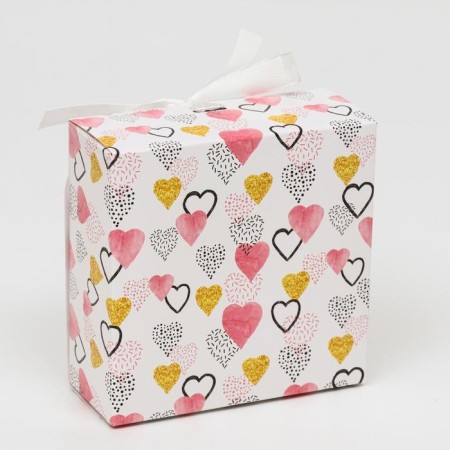 Gift box team with the window "Multi -colored hearts", 11.5 x 11.5 x 5 cm-2