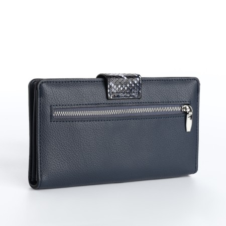 Women's wallet on magnet, blue color-1