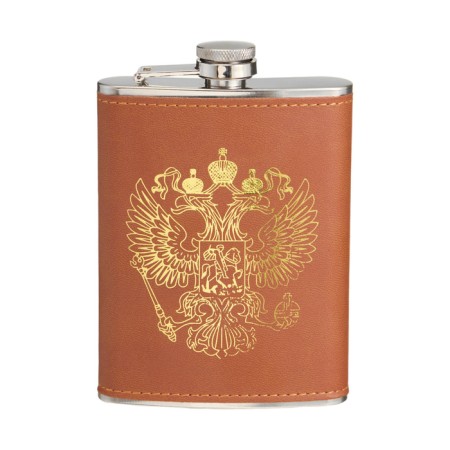 Flask for alcohol and water, 240 ml, "coat of arms", stainless steel, gift, army, 8 oz-1