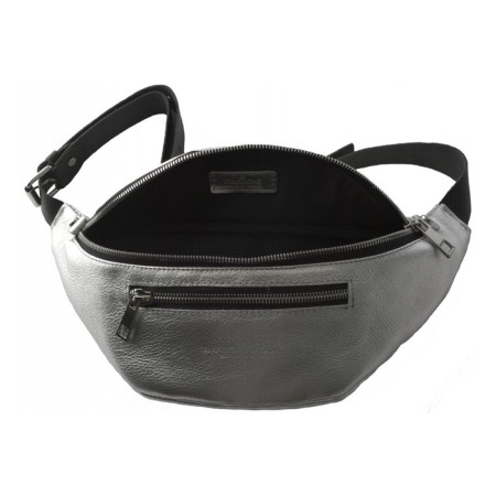 Waist bag, 2 parts on a zipper, adjustable belt, silver color-1