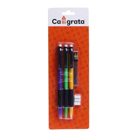 A set of automatic pencils 0.5 mm 3 pieces+stamps 0.5mm+3 pcs., Eraser-7