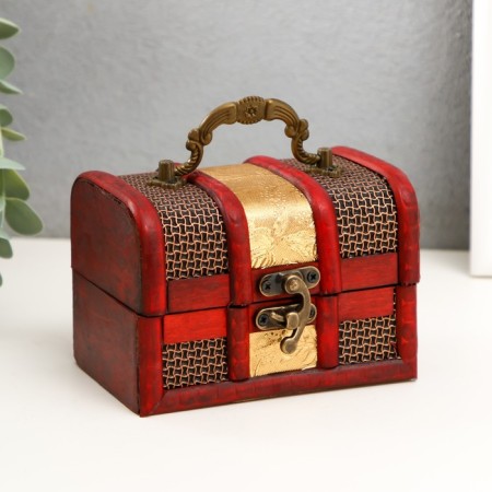 Casket wood chest "Golden network and plaster" 8.5x12x8.5 cm-5