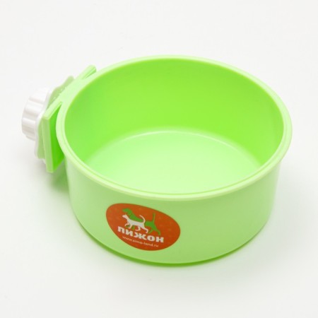 A bowl with a mount on a cage, 15.5 x 13.5 cm, green