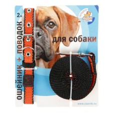 Kapon zoonik set, collar 34-46 x 2 cm and leash 2 m mix of flowers