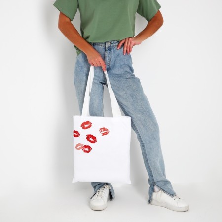 Bag Schoper "Kisses" 35x0.5x40 cm, Department without lightning, without lining, white-6
