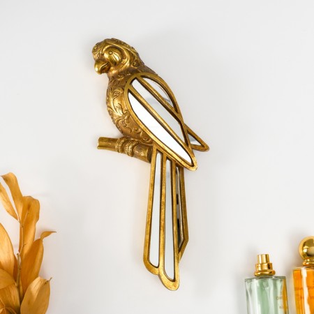 Panel interior polystone "Mirror parrot with patterns" gold 13x4x30 cm