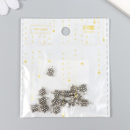 Beads Metal for creativity "Little Turtle" silver set 15 pcs-4