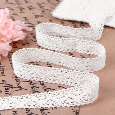 Knitted lace, 20 mm × 10 ± 1 m, white color