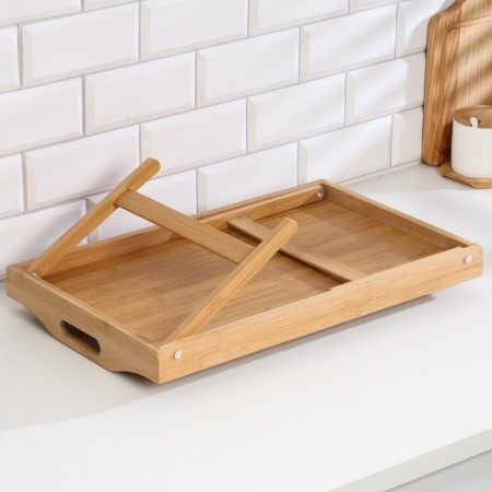 Table - breakfast tray with handles, folding, bamboo-10