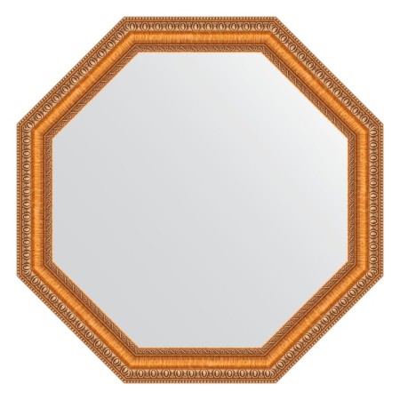 Mirror in the baguette frame, gold beads on bronze 60 mm, 61.6x61.6 cm