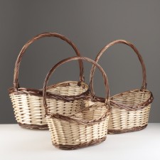 A set of baskets of 3 pcs, 48x34x16/21/49 cm, 40x27xh14/19/44 cm, 34x20xh13/17/40 cm, willow