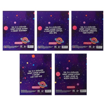 A set of notebooks of 5 pieces, 48 ​​sheets in the Calligrata Cosmocot cage, covered cardboard, offset block-1