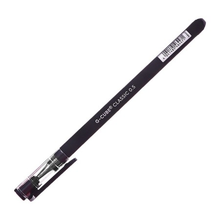 Gel handle Erich Krause G-Cube, Fine Tip 0.5 mm node, black ink, with Soft Touch coating with a square section of the case, letter length 500 meters-6