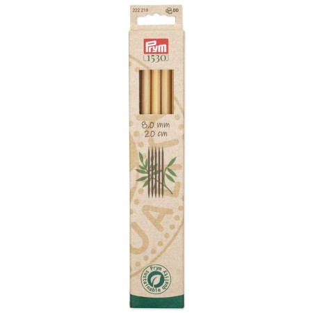 Knitting needles, bamboo, 8.0 mm/20cm, 5 pcs