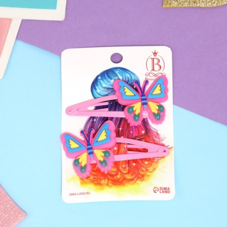 Invisibility for hair "Adele" (set 2 pcs) bright butterfly, 5.5 cm
