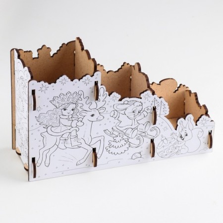 New Year's Organizer-painting for stationery "Winter Fun" Beasts, 23x9x14 cm.-1