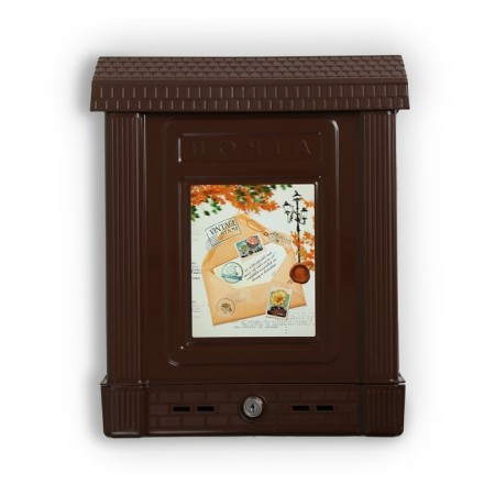 Mailbox, plastic, “decor”, with a lock, brown-3