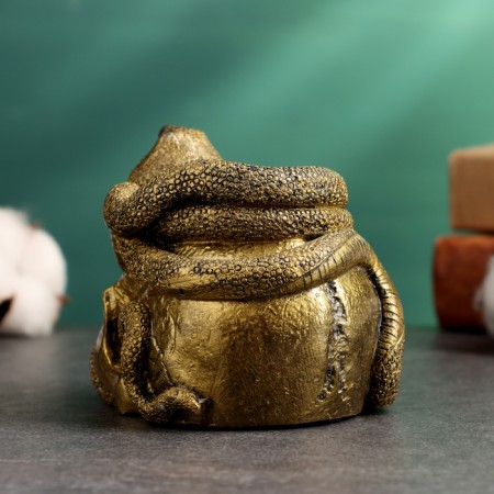 Sninker "Snake on the Skull" Old Gold, 9.5x8x8cm-3